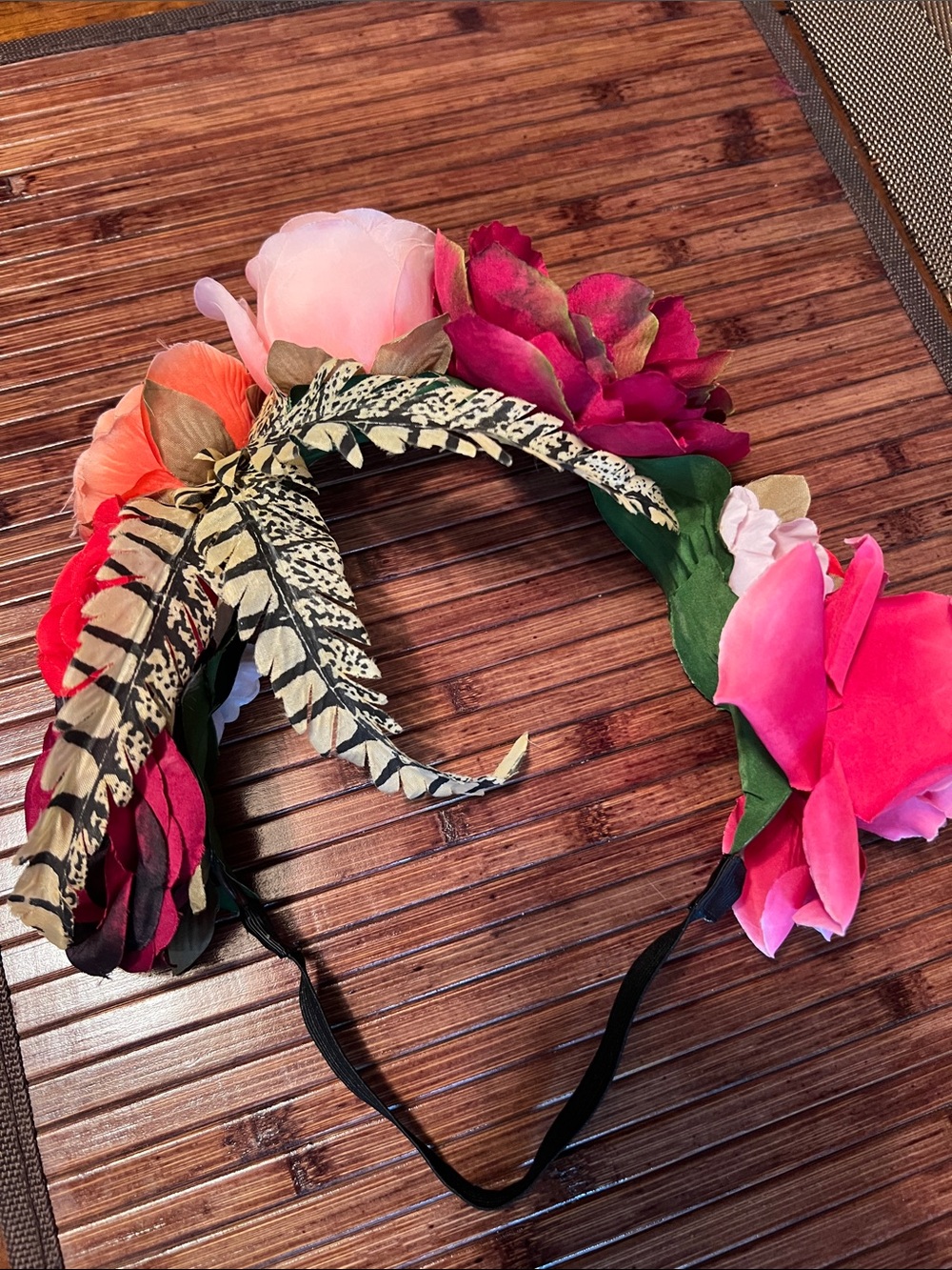 Floral Feather Headband - Pink, Fuchsia, Coral